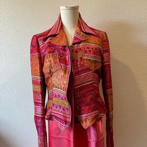 Vintage 90s Bazar de Christian Lacroix Red &Orange Blazer with Geometric Print